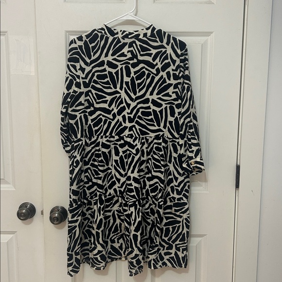 Rachel Zoe Zebra Patterned Dress size large black white baby doll dress - Picture 3 of 6